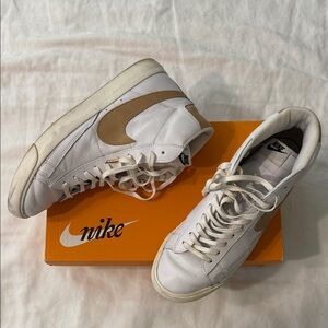 Nike White and Tan High-Top Sneakers